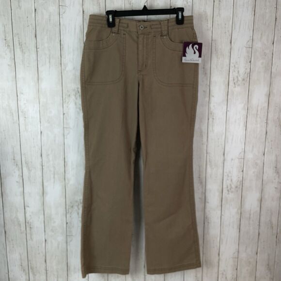 GLORIA VANDERBILT Pants Sz 10 Chino Brown Khaki Patch Pocket Straight Leg NWT - Picture 1 of 11